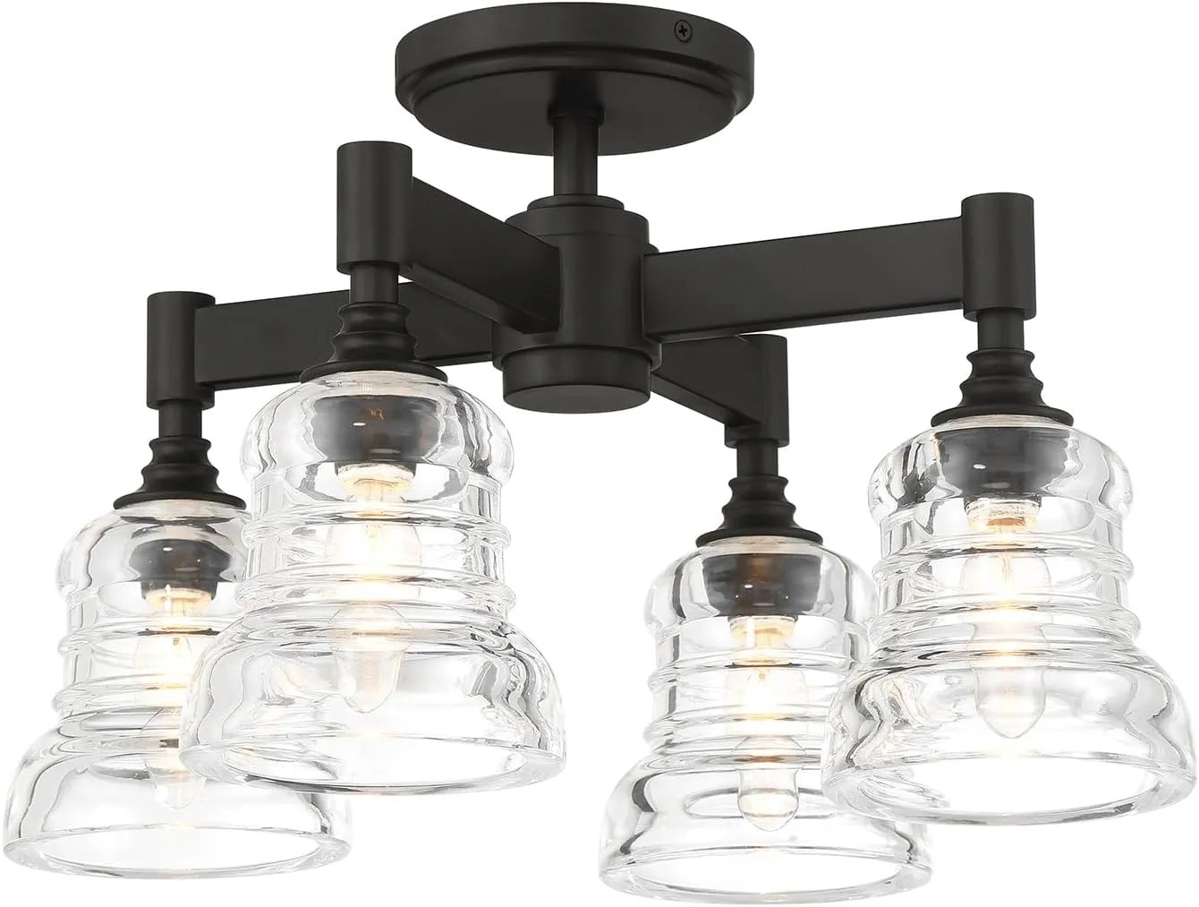 Crystorama Gregory 4 Light Matte Black Semi Flush Mount