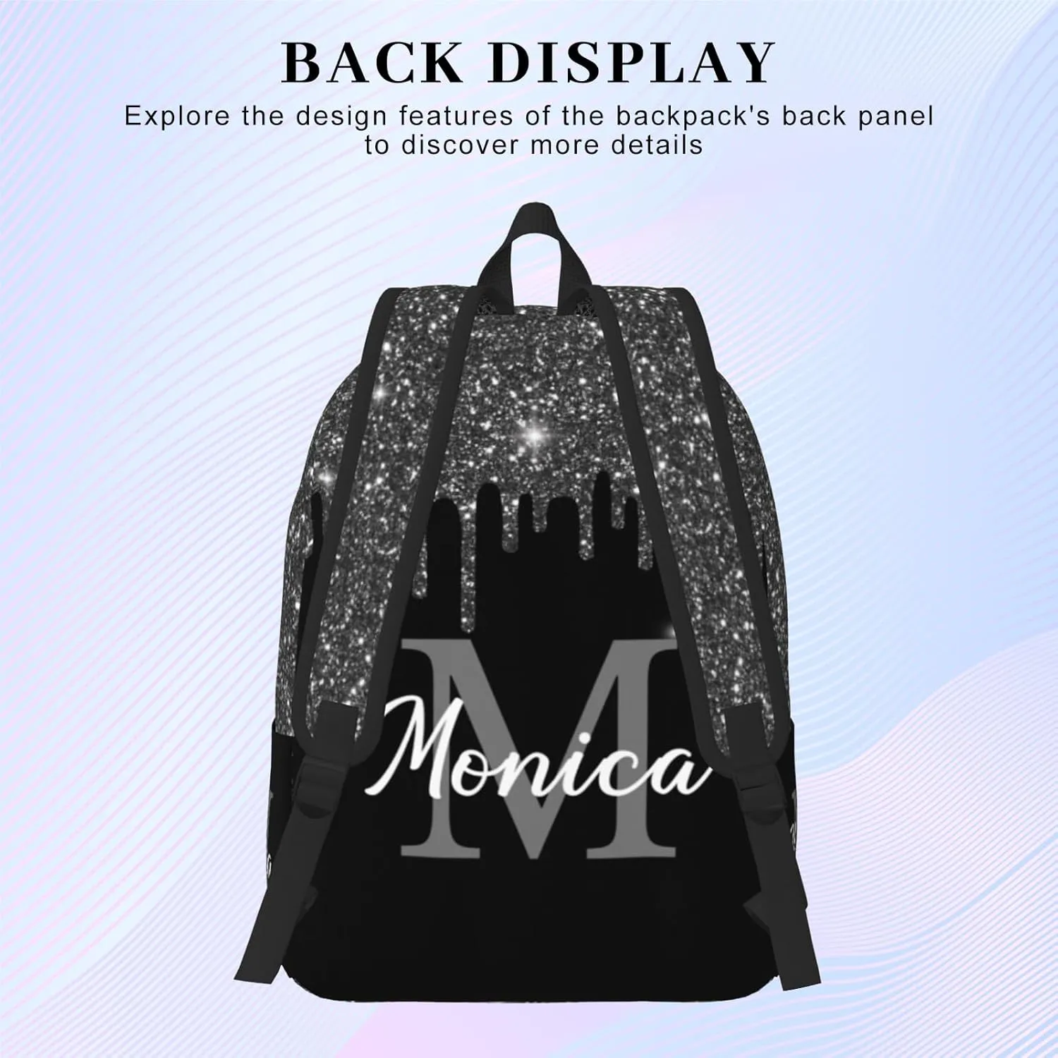 Custom Backpack for Girls Kids, Personalized Bookbag with Name, Customized Casual Unisex Daypack Bags for School Travel Work