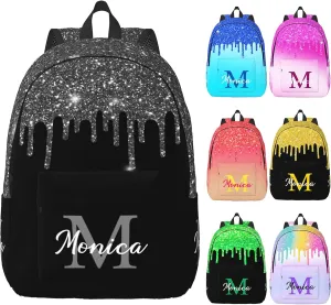 Custom Backpack for Girls Kids, Personalized Bookbag with Name, Customized Casual Unisex Daypack Bags for School Travel Work