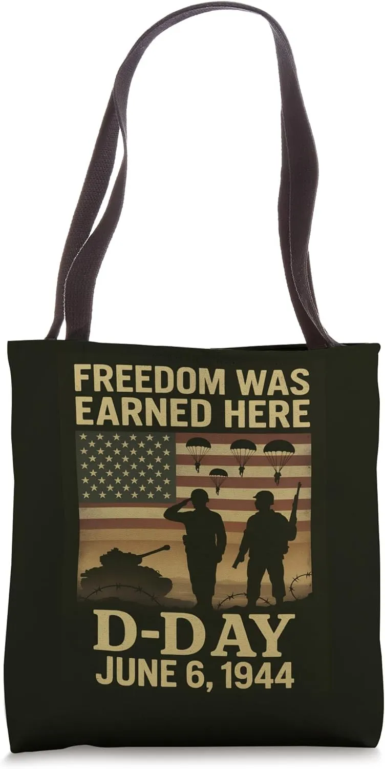 D-Day 81st Anniversary Normandy 1944 Military Tribute Men Tote Bag