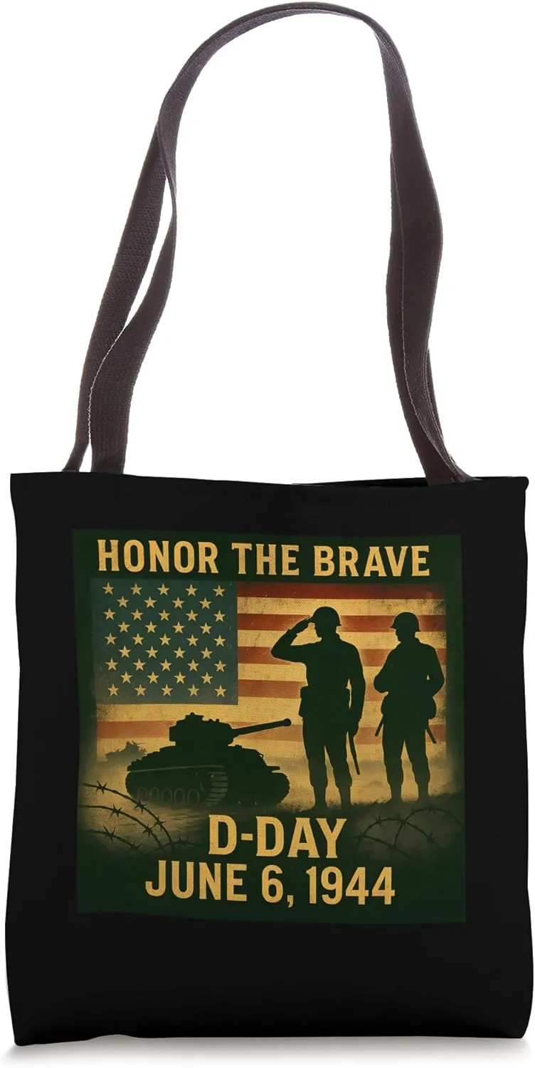 D-Day 81st Anniversary Normandy 1944 Military Tribute Men Tote Bag