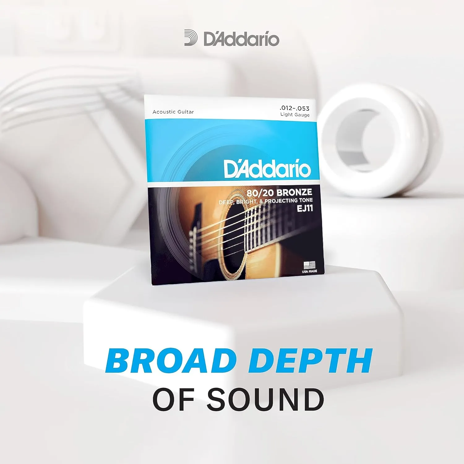 D'Addario Acoustic Guitar Strings - 80/20 Bronze - For 6 String Guitars - Deep, Bright, Projecting Tone - EJ13-3D - Custom Light, 11-52 - 3-Pack