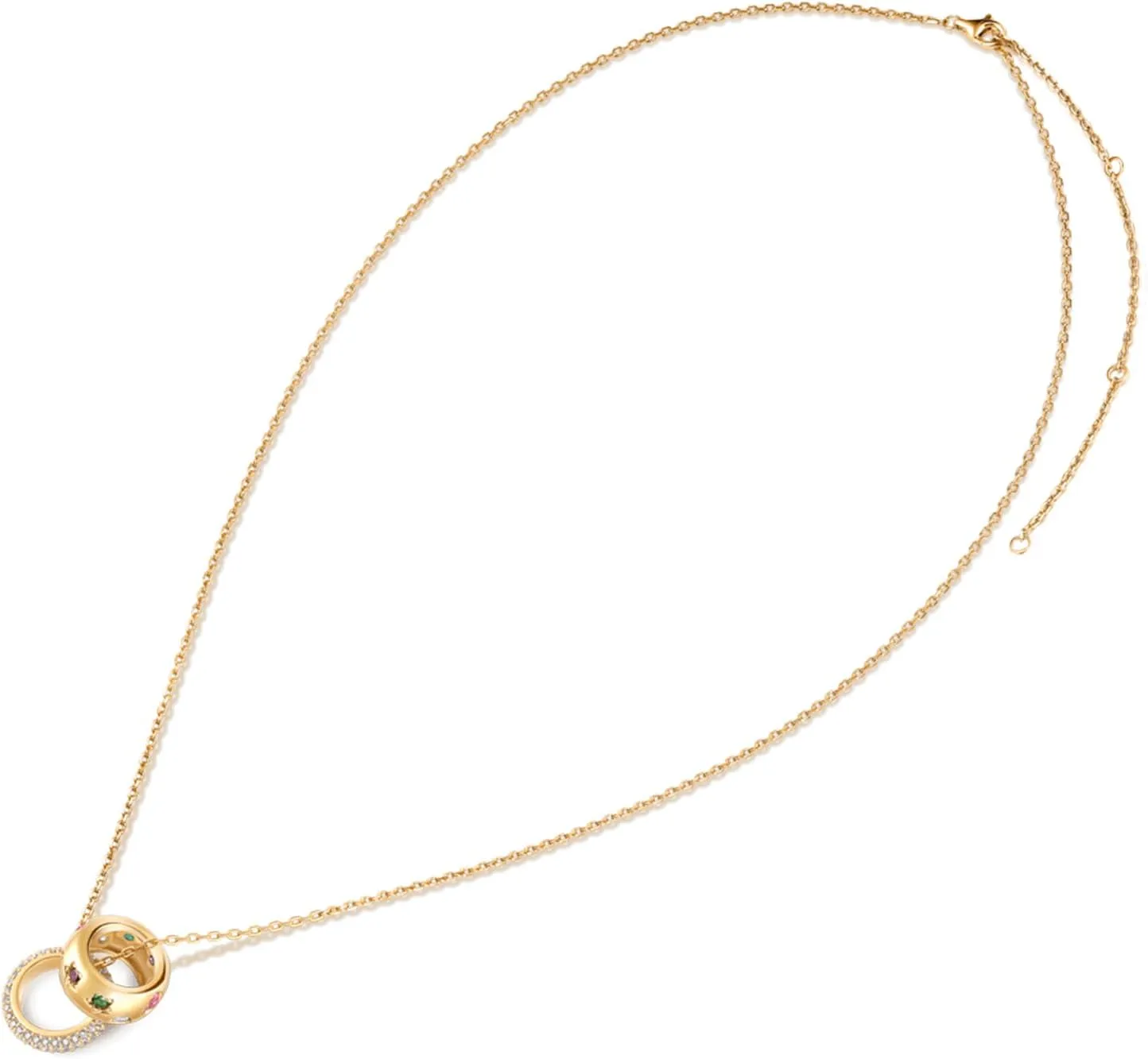 Daffany Vintage Ring Necklace with Double-Ring Pendant Promise Love Circle CZ Necklace Dainty Cubic Zirconia Halo Choker Necklaces for Women Matching Jewelry Set Gifts for Anniversary