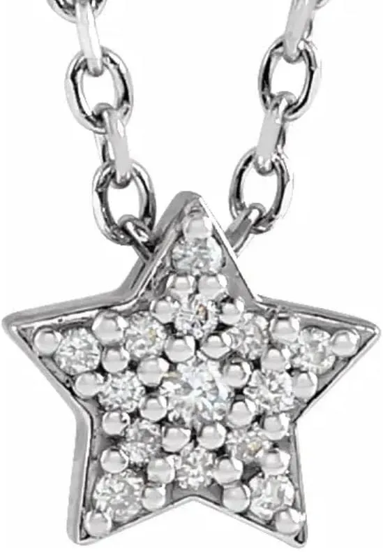 Dainty Diamond Star Pendant in 14k White, Yellow, or Rose Gold Necklace