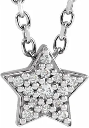 Dainty Diamond Star Pendant in 14k White, Yellow, or Rose Gold Necklace