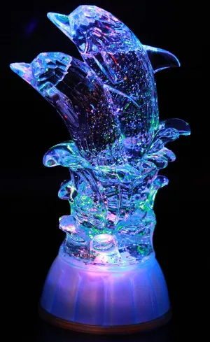 Dalax- Pair of Dolphin, LED Lighted Sparkling Multi-Color Changing Home Decorative Bedroom Décor Birthday Gift, Good Luck Marine Life Snow Globe Figurines Statue Decoration Gifts Ornaments Collection
