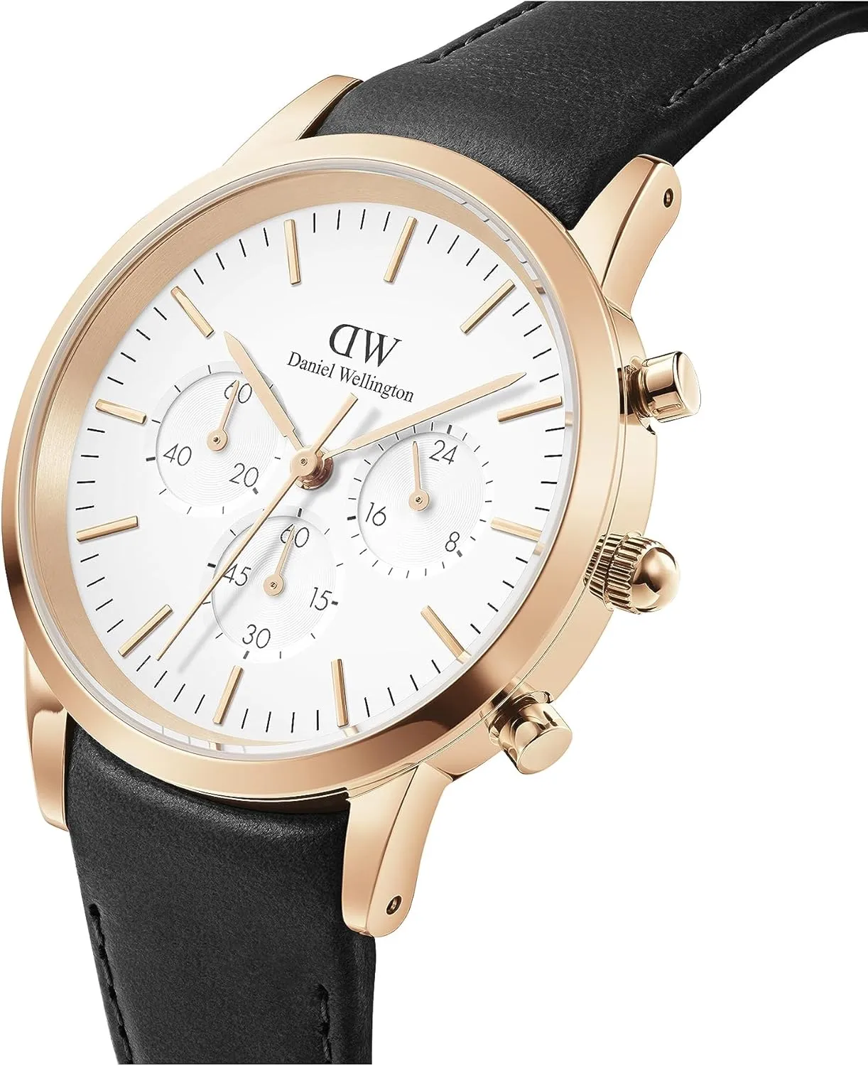 Daniel Wellington Iconic Chronograph Men’s Watch - 42mm Case, Japanese Quartz Movement, Stainless Steel or Leather Strap, Water Resistant, Analog Watch for Men