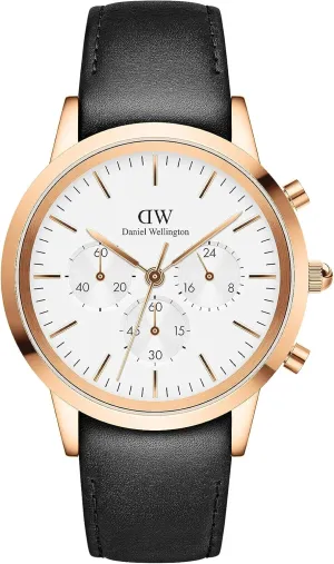 Daniel Wellington Iconic Chronograph Men’s Watch - 42mm Case, Japanese Quartz Movement, Stainless Steel or Leather Strap, Water Resistant, Analog Watch for Men