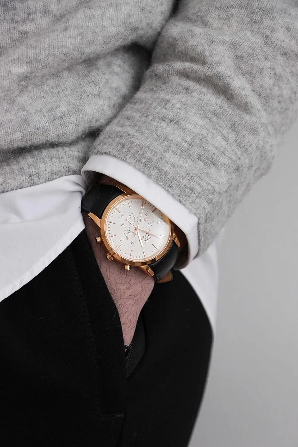 Daniel Wellington Iconic Chronograph Men’s Watch - 42mm Case, Japanese Quartz Movement, Stainless Steel or Leather Strap, Water Resistant, Analog Watch for Men