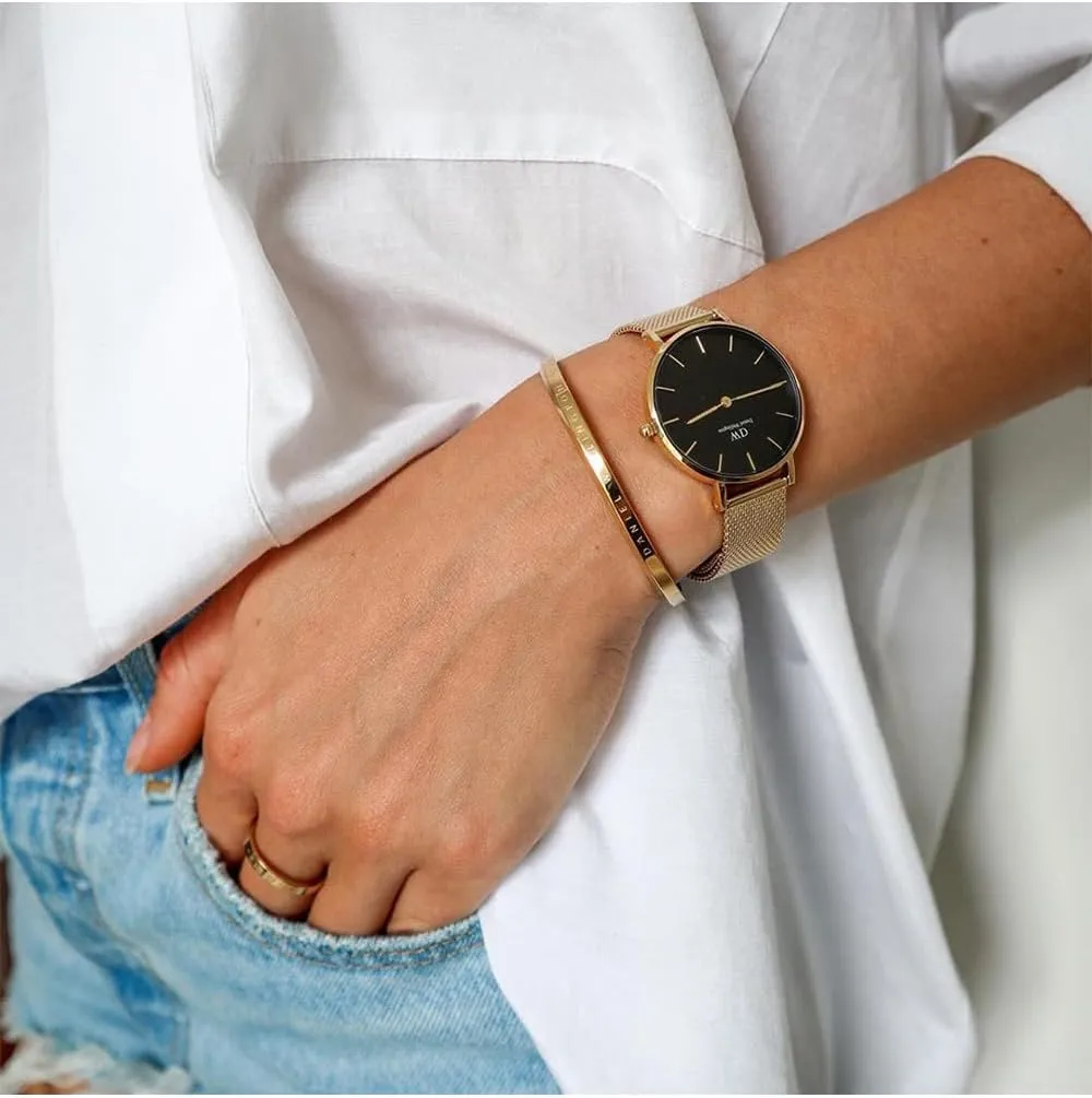 Daniel Wellington Petite Evergold Women’s Watch – Japanese Quartz Movement, Stainless Steel Mesh Strap, Water Resistant, Gold Watch for Women