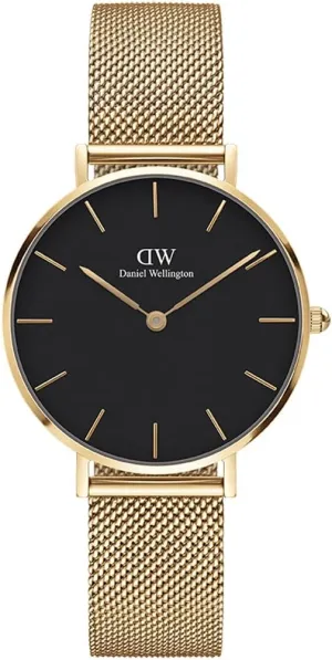 Daniel Wellington Petite Evergold Women’s Watch – Japanese Quartz Movement, Stainless Steel Mesh Strap, Water Resistant, Gold Watch for Women