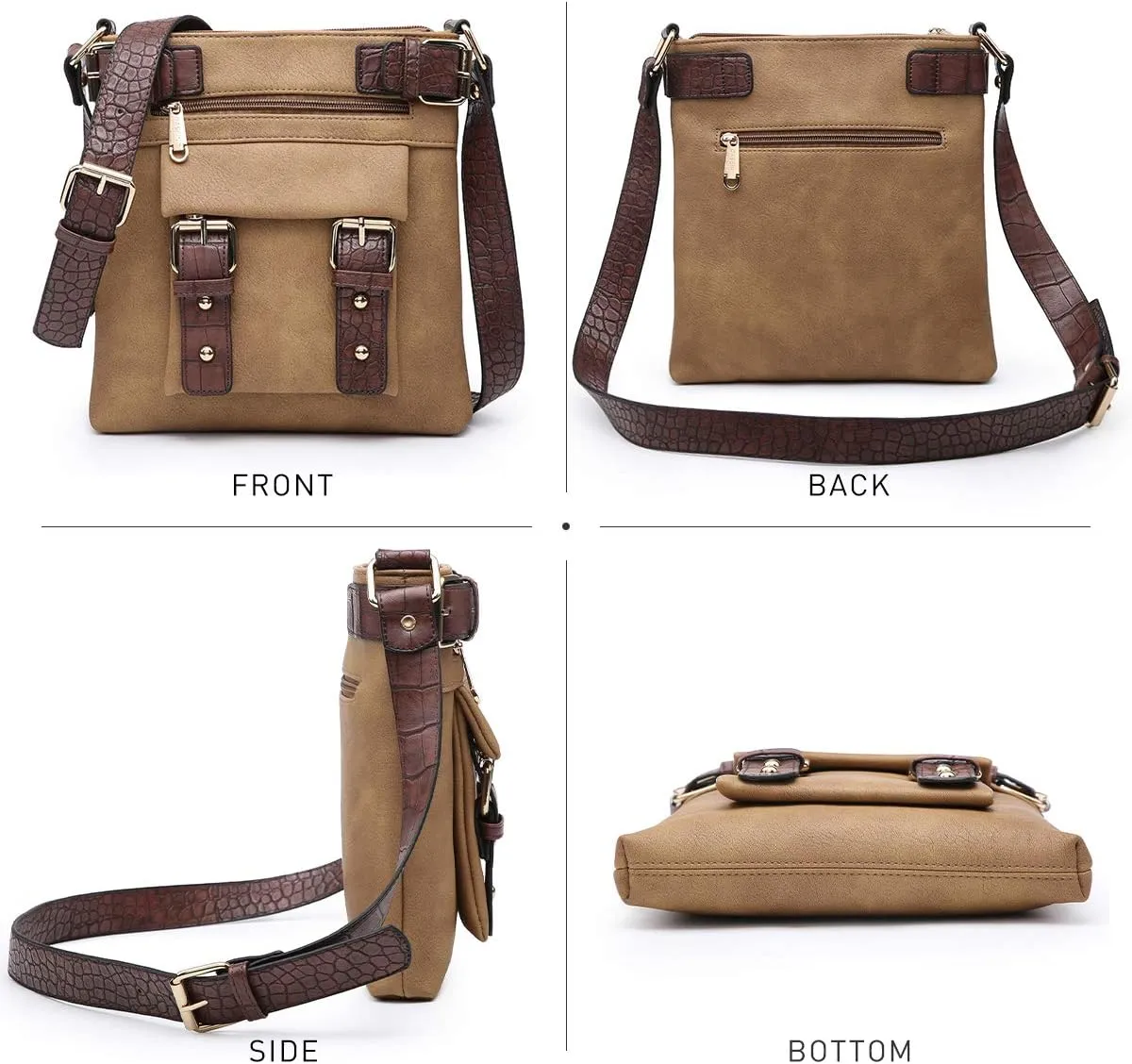 Dasein Women Lightweight Crossbody Bags Soft Vegan Leather Messenger Bag Shoulder Bag Travel Purse