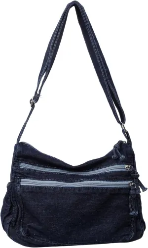 Denim Purses for Women,Canvas Crossbody Bag Purses Men Shoulder Bag Tote Bag with Pockets Handbags Casual Lightweight