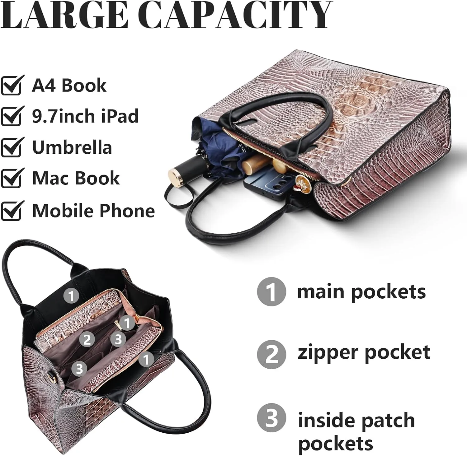 Designer Tote Handbags Ladies Top Handle Purses Satchel Bags For Women'S Shoulder Handbags Set 2pcs