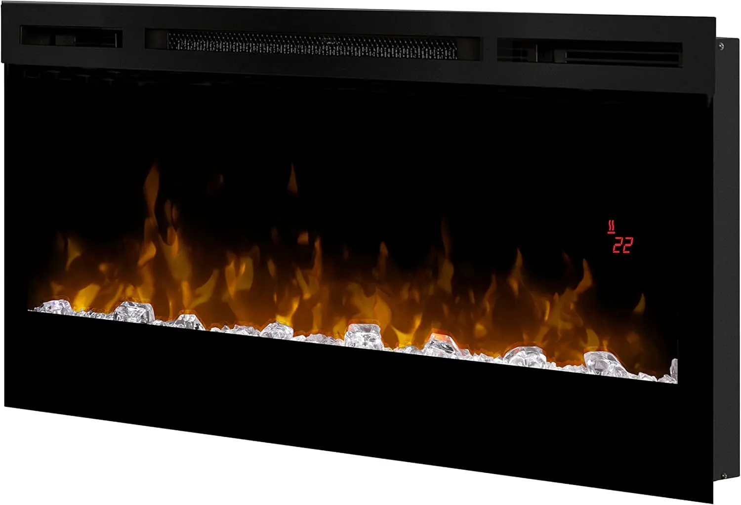 Dimplex Prism Wall Mounted Linear Electric Fireplace, 34" Inch, Black, 1220W - Premium Fireplace Heater with Acrylic Ember Bed, LED Display, Remote Control - Wall Fireplaces for Living Room, Bedroom