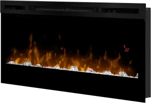 Dimplex Prism Wall Mounted Linear Electric Fireplace, 34" Inch, Black, 1220W - Premium Fireplace Heater with Acrylic Ember Bed, LED Display, Remote Control - Wall Fireplaces for Living Room, Bedroom