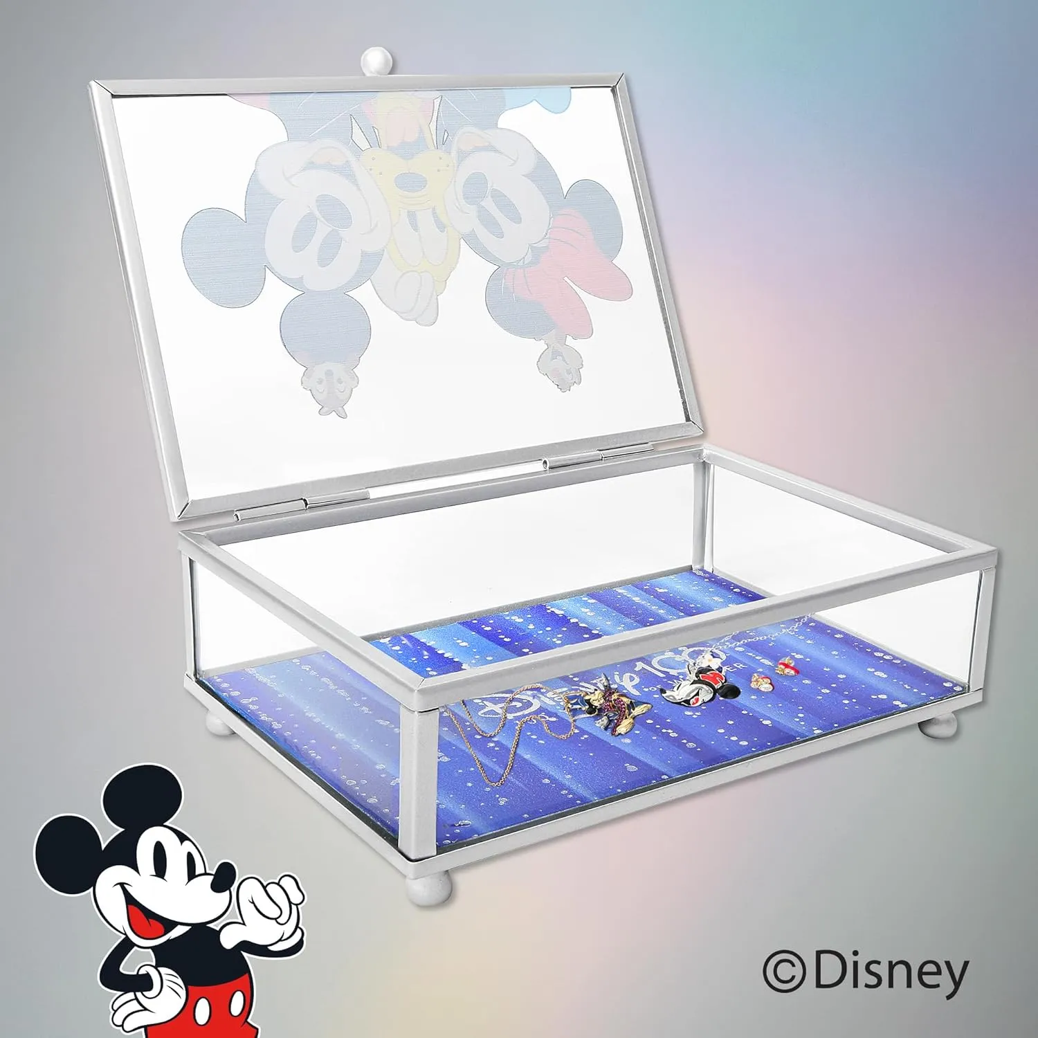 Disney Anniversary Jewelry Box - Officially Licensed Cute Celebration Glass Jewelry Box - Celebrating 100 Years of Wonder