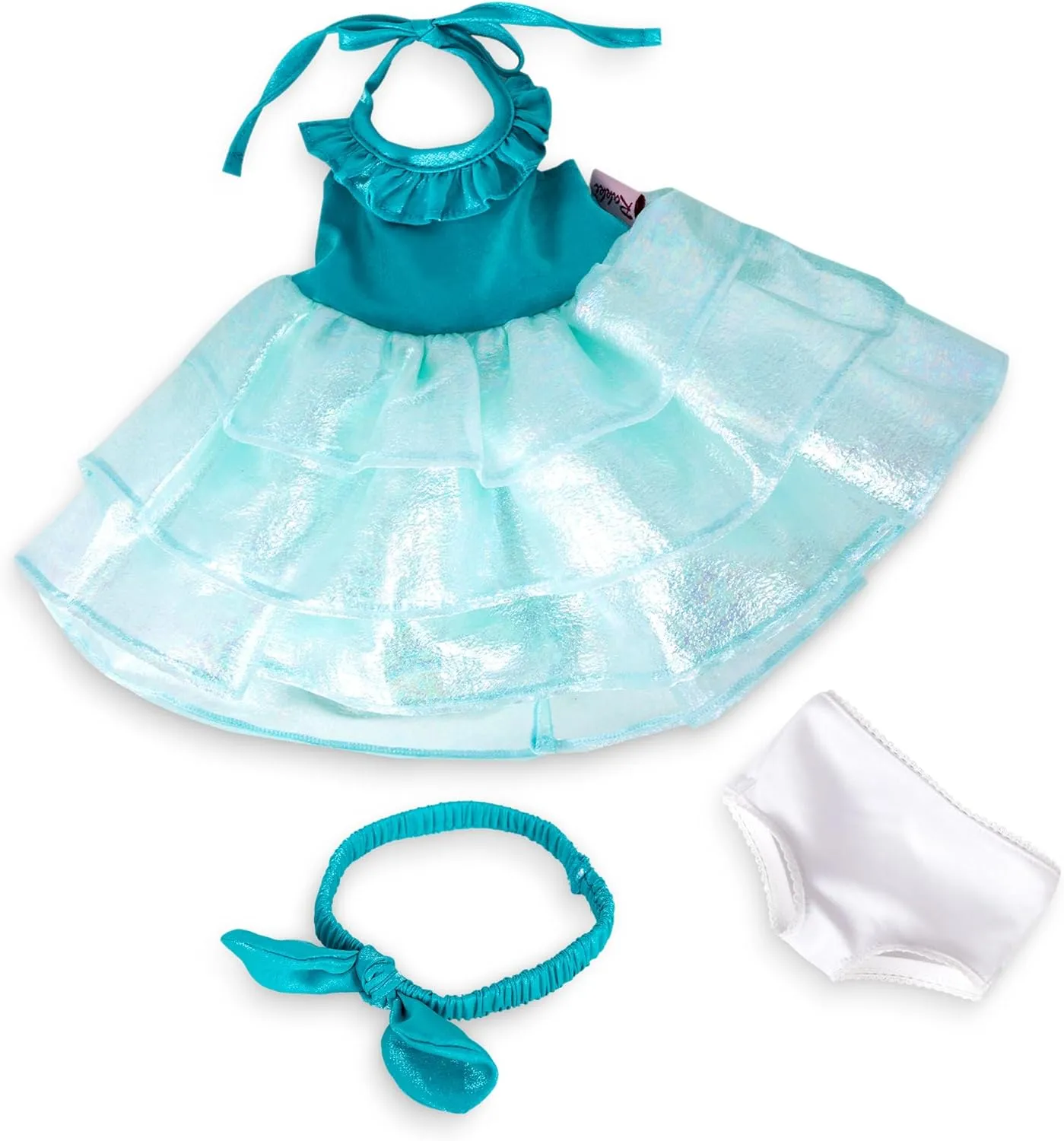 Doll Clothes Accessories 3 Pcs Set with Blue Princess Dresses Fluffy Skirt & White Underwear & Blue Headband Hair Rope (Doll & Shoes Not Included)