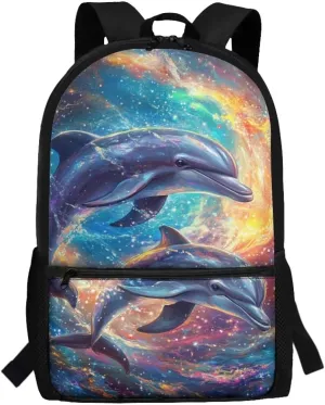 Dolphin Boys Backpack 10-12 Years Old Travel Primary School Students Knapsack Satchel Large Capacity Daypack Bags with Front Zipper Pocket