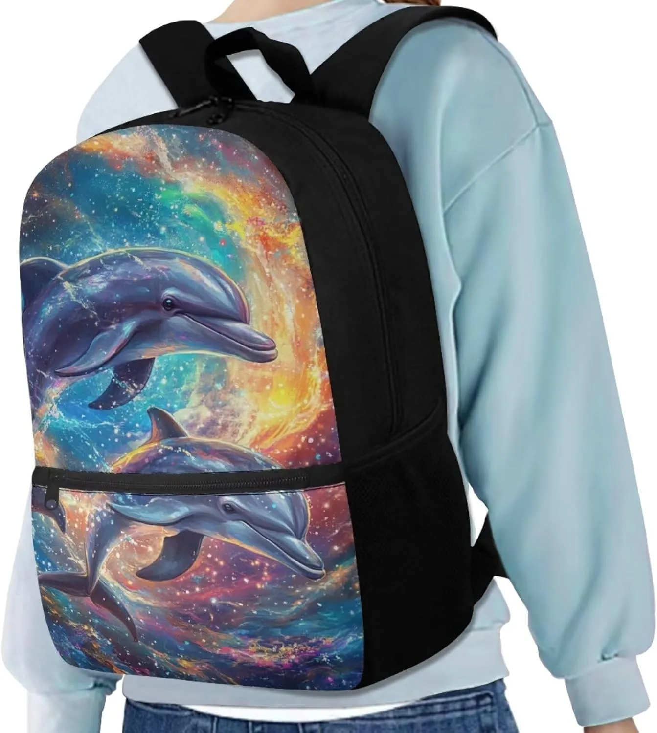 Dolphin Boys Backpack 10-12 Years Old Travel Primary School Students Knapsack Satchel Large Capacity Daypack Bags with Front Zipper Pocket