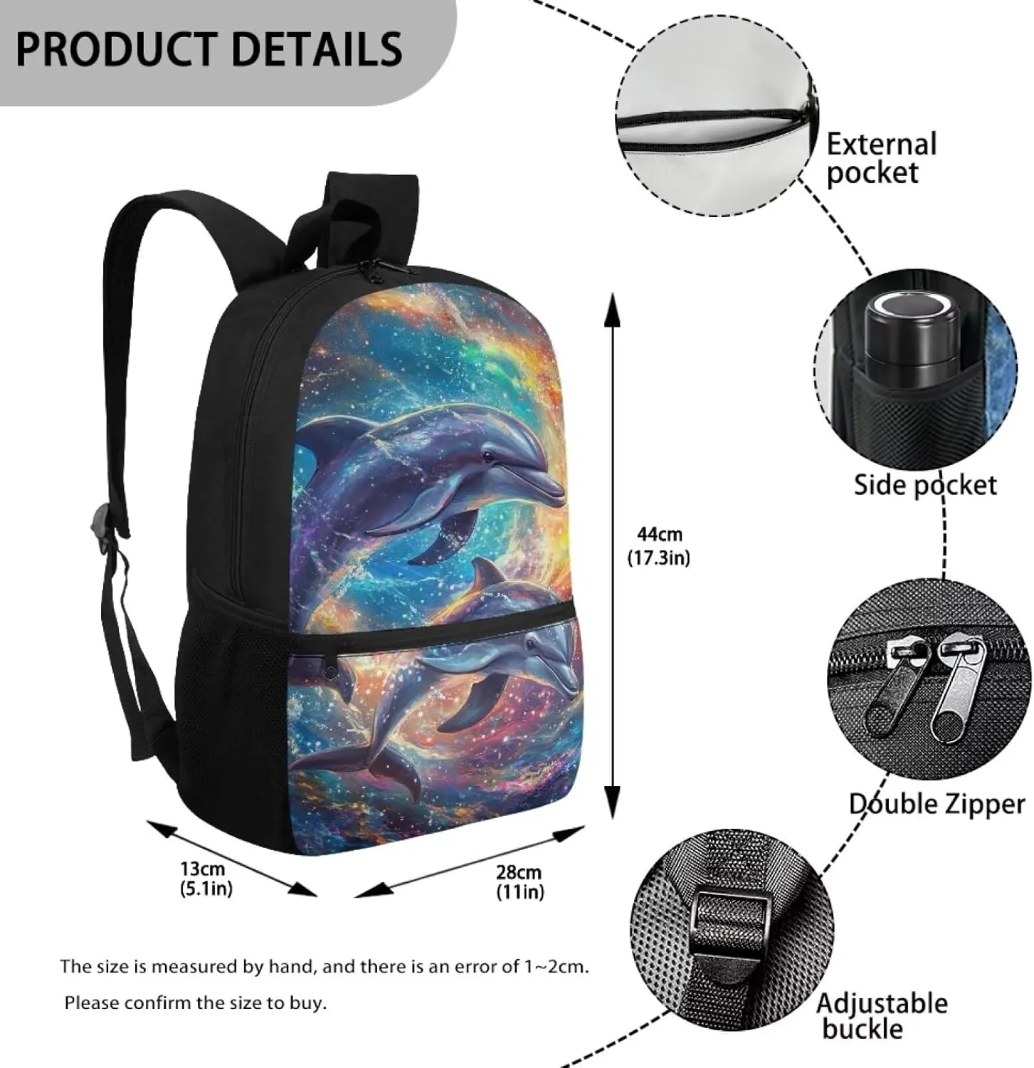 Dolphin Boys Backpack 10-12 Years Old Travel Primary School Students Knapsack Satchel Large Capacity Daypack Bags with Front Zipper Pocket