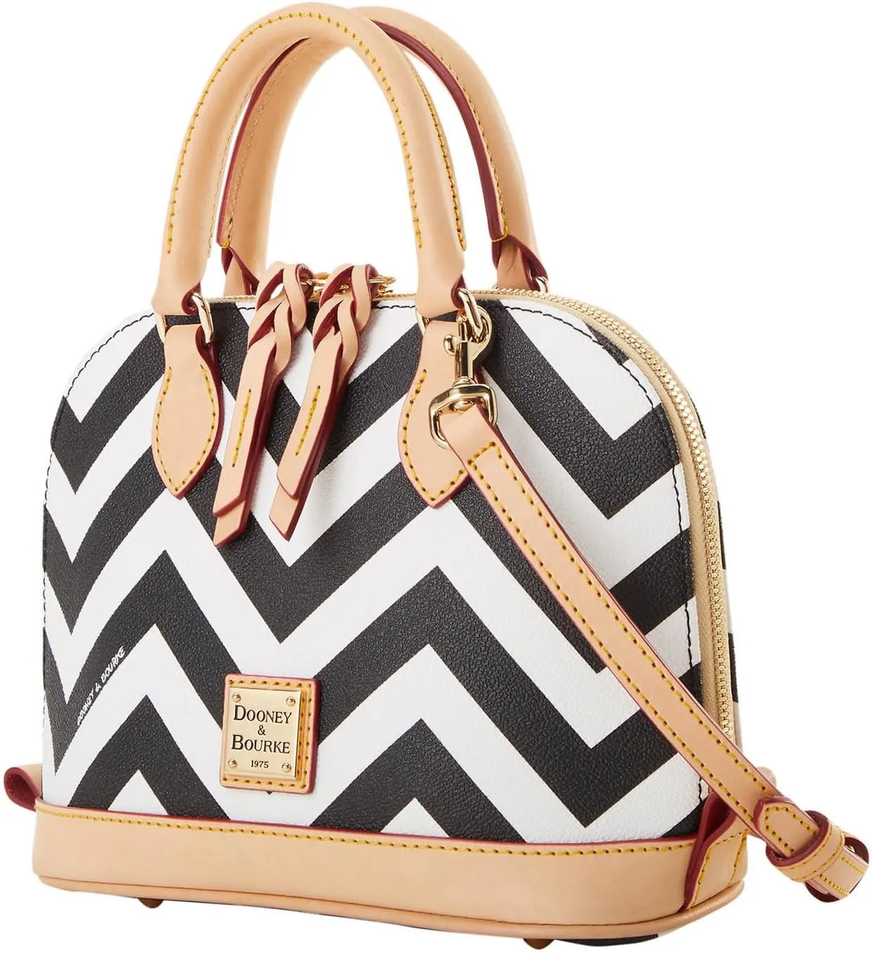 Dooney & Bourke Satchel Bags for Women, Chevron Bitsy Bag Satchel Handbag with Crossbody Strap