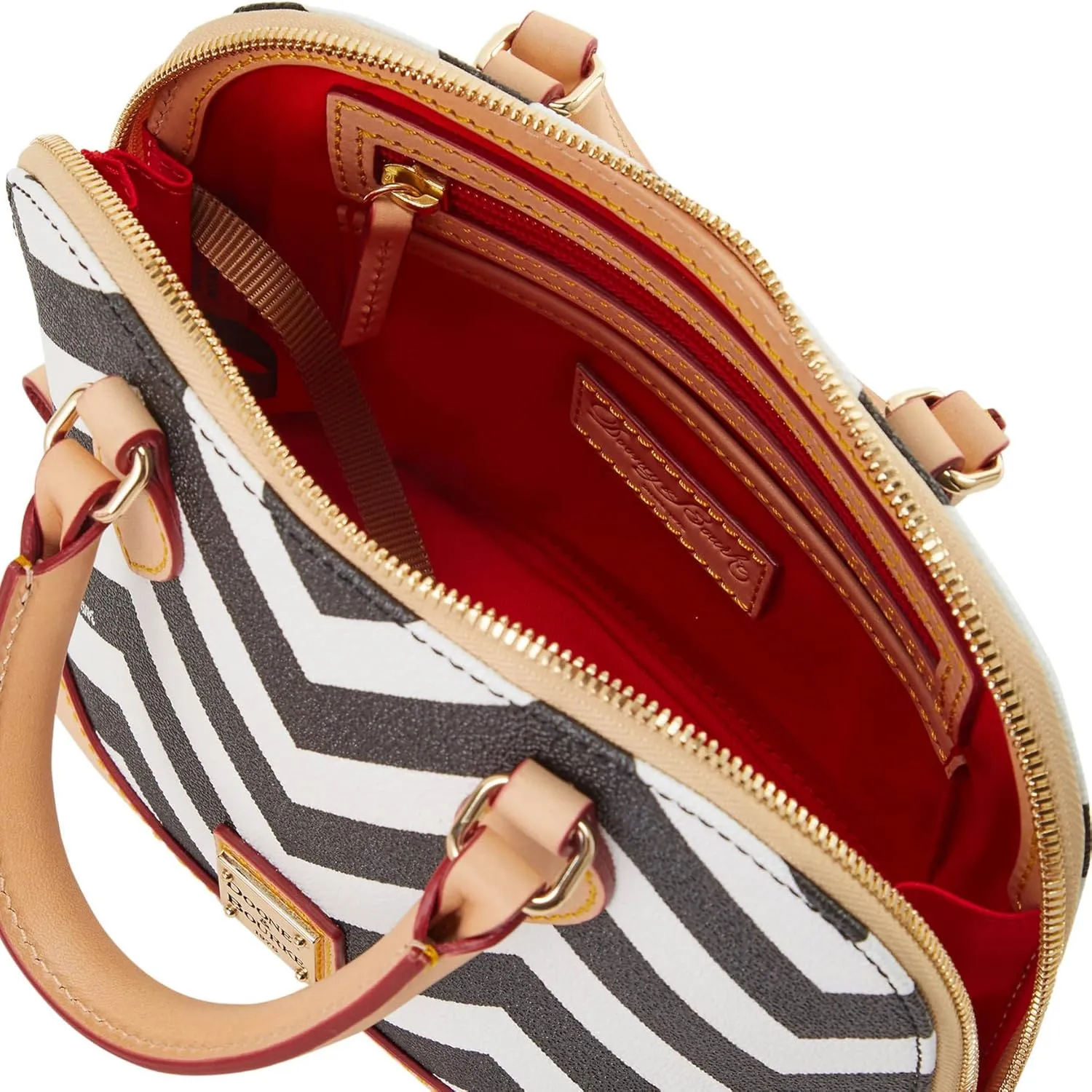 Dooney & Bourke Satchel Bags for Women, Chevron Bitsy Bag Satchel Handbag with Crossbody Strap