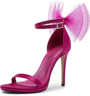 DREAM PAIRS Women's High Stiletto Heels for Women Open Toe Adjustable Bow Ankle Strap Pump Heeled Sandals Wedding Bridal Party Prom Dress Shoes