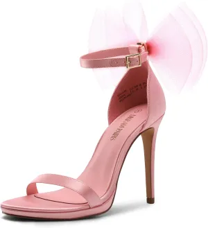 DREAM PAIRS Women's High Stiletto Heels for Women Open Toe Adjustable Bow Ankle Strap Pump Heeled Sandals Wedding Bridal Party Prom Dress Shoes