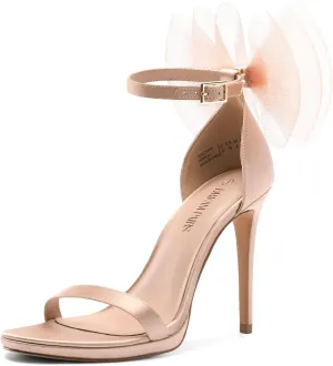 DREAM PAIRS Women's High Stiletto Heels for Women Open Toe Adjustable Bow Ankle Strap Pump Heeled Sandals Wedding Bridal Party Prom Dress Shoes