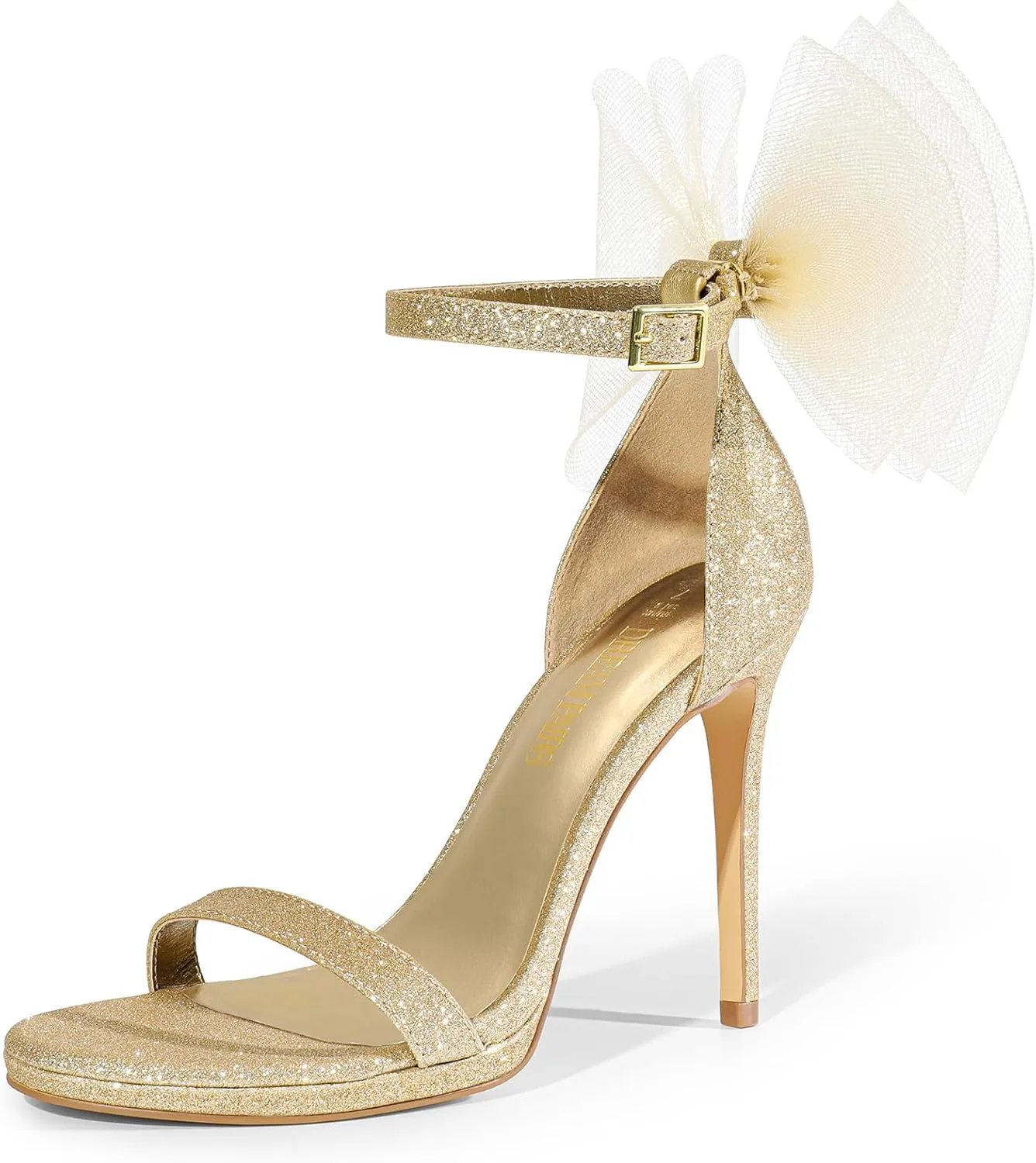 DREAM PAIRS Women's High Stiletto Heels for Women Open Toe Adjustable Bow Ankle Strap Pump Heeled Sandals Wedding Bridal Party Prom Dress Shoes
