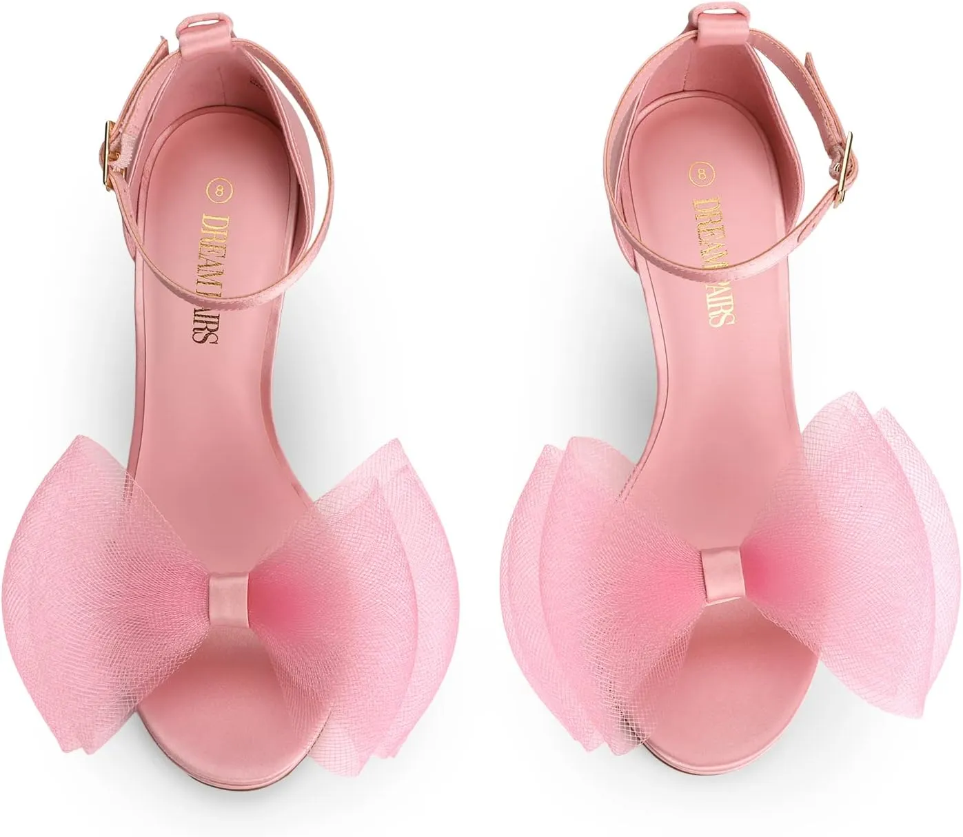 DREAM PAIRS Women's High Stiletto Heels for Women Open Toe Adjustable Bow Ankle Strap Pump Heeled Sandals Wedding Bridal Party Prom Dress Shoes