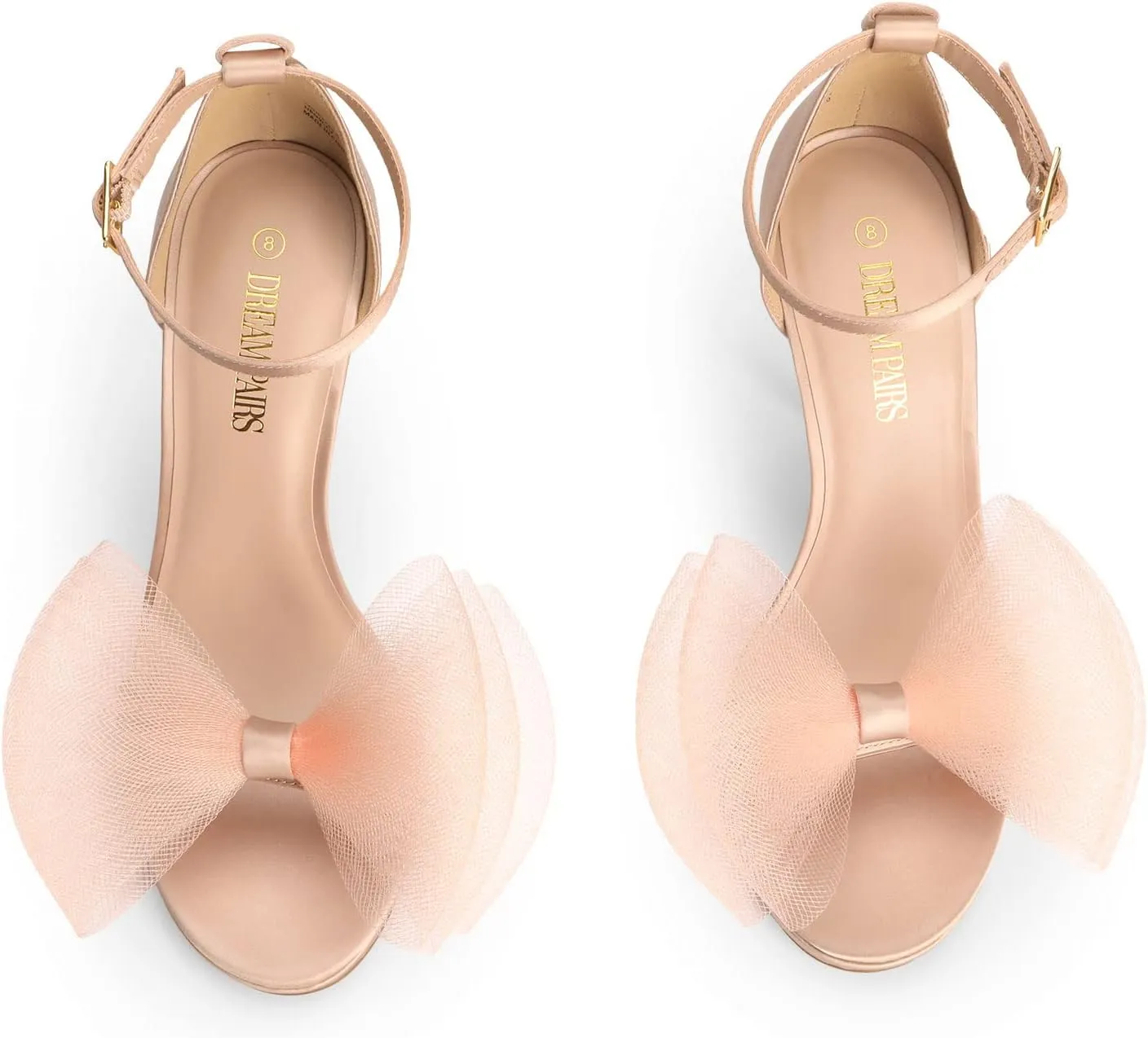 DREAM PAIRS Women's High Stiletto Heels for Women Open Toe Adjustable Bow Ankle Strap Pump Heeled Sandals Wedding Bridal Party Prom Dress Shoes
