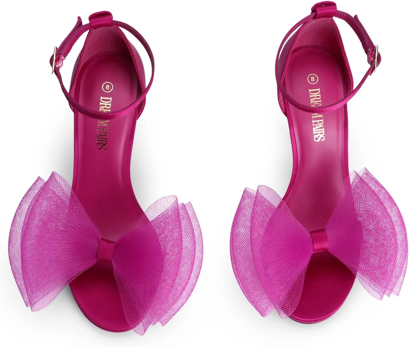 DREAM PAIRS Women's High Stiletto Heels for Women Open Toe Adjustable Bow Ankle Strap Pump Heeled Sandals Wedding Bridal Party Prom Dress Shoes