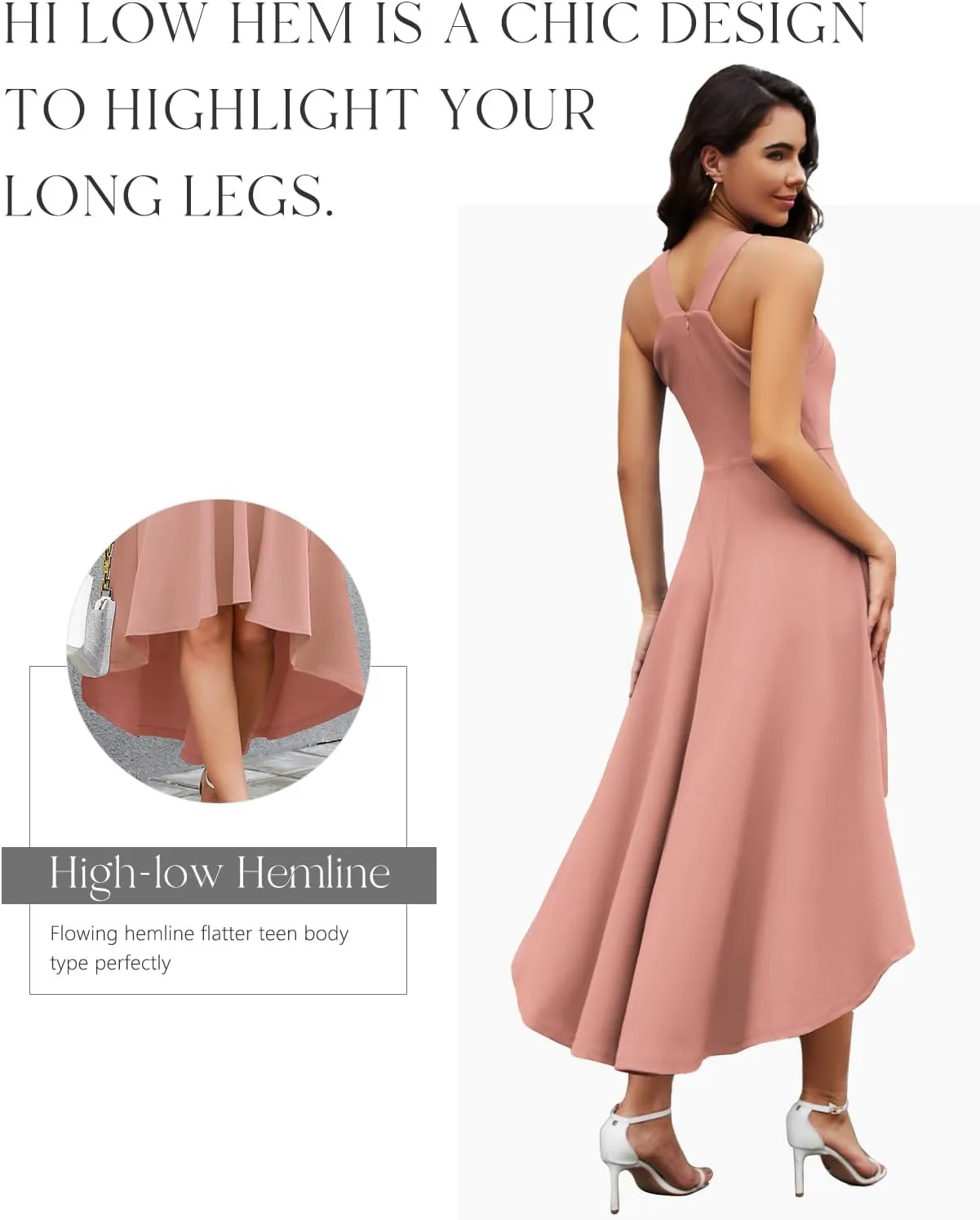 DRESSTELLS Women Cocktail Formal Dresses 2025 Summer Wedding Guest Halter High Low Party Dress