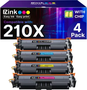 E-Z Ink 210X Toner Cartridges with Chip: Compatible Replacement for 210X 210A to Use with Color Laser Pro 4201dn 4201dne 4201dw 4201dwe MFP 4301dw 4301dwe 4301fdn 4301fdne 4301fdw 4301fdwe(4 Pack)