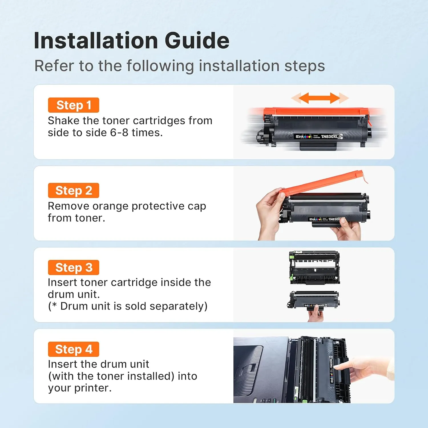 E-Z Ink Compatible Toner Cartridge Replacement for Brother TN830 TN830XL TN 830 Toner Cartridges to use with HL-L2460DW DCP-L2640DW HL-L2400D HL-L2480DW HL-L2405W MFC-L2820DW Printer (1 Black)