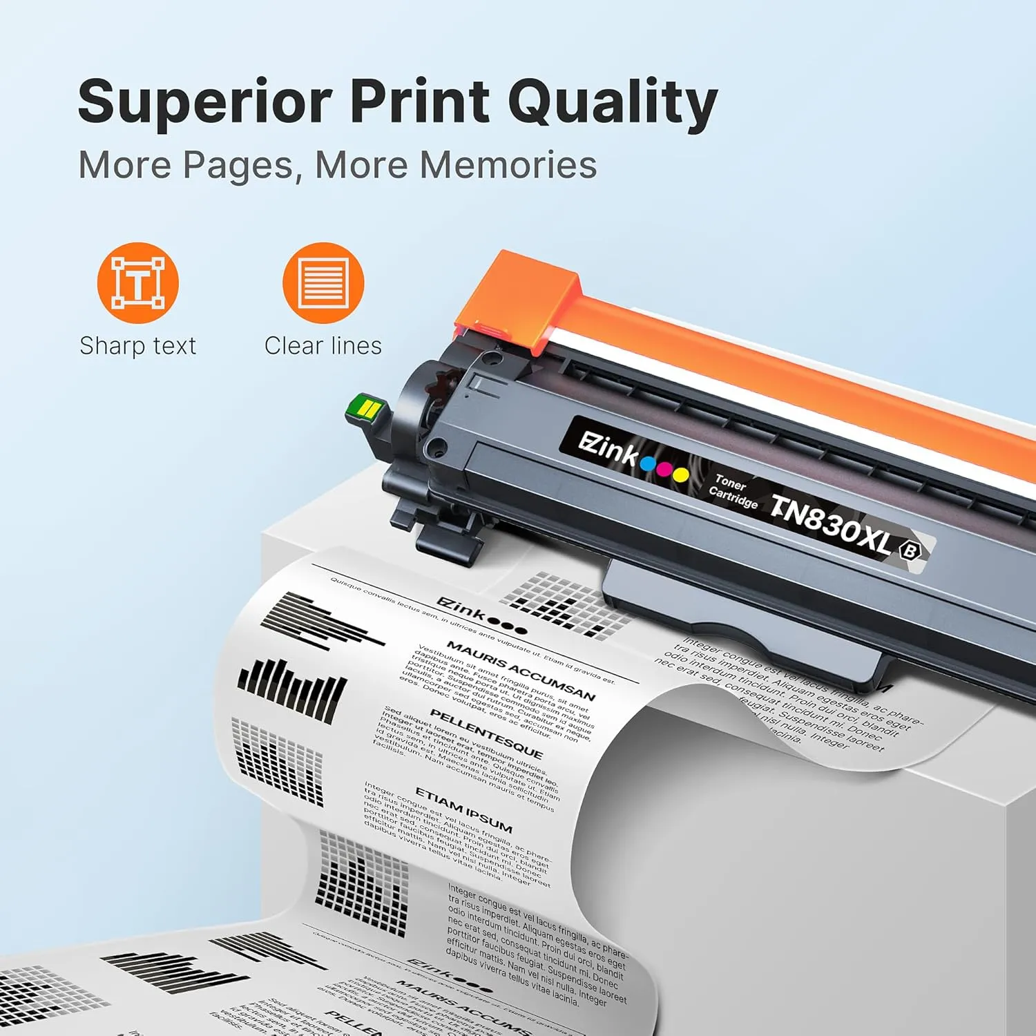 E-Z Ink Compatible Toner Cartridge Replacement for Brother TN830 TN830XL TN 830 Toner Cartridges to use with HL-L2460DW DCP-L2640DW HL-L2400D HL-L2480DW HL-L2405W MFC-L2820DW Printer (1 Black)