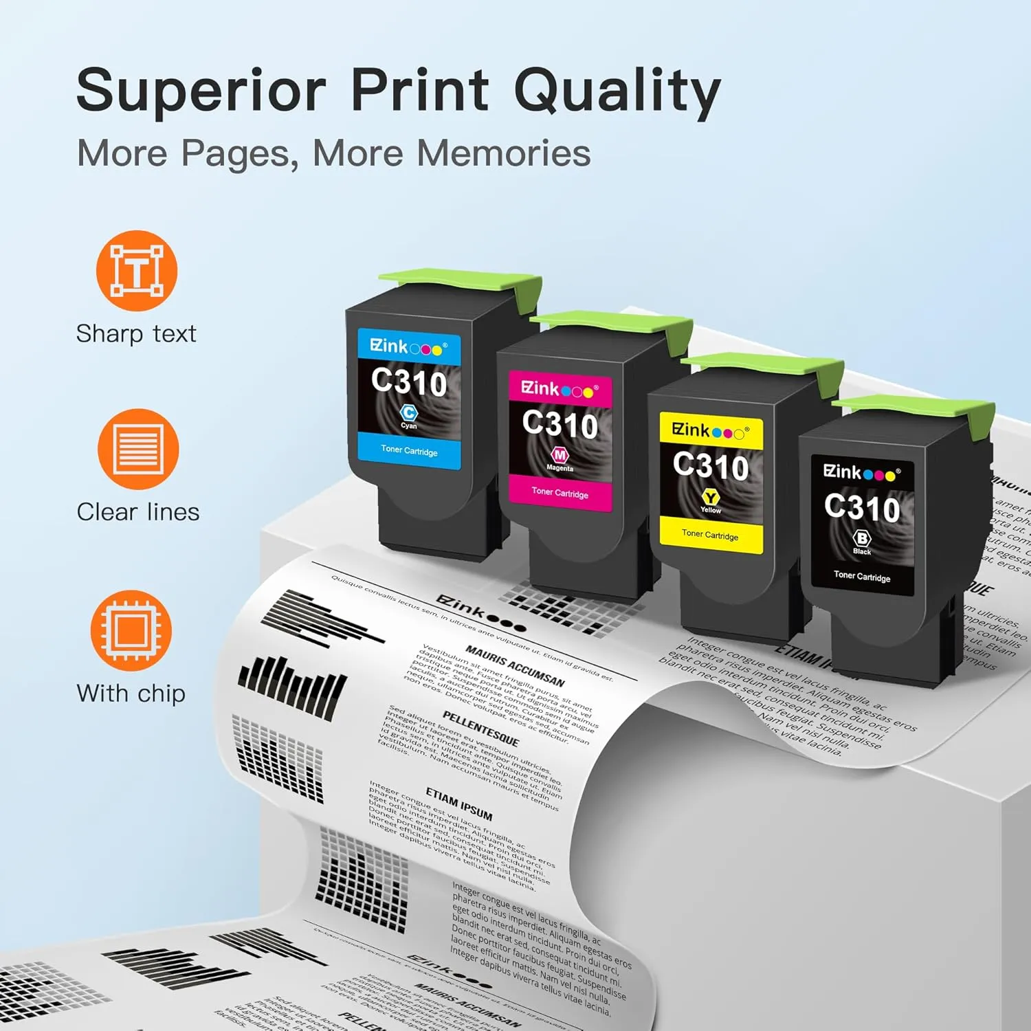 E-Z Ink Compatible Toner Cartridge Replacement for Xerox C310/C315 High-Yield Toner Cartridge for Xerox C310 C310DNI C310DNIM C315 C315DNI Printer, 006R04356 006R04357 006R04358 006R04359, 4 Packs