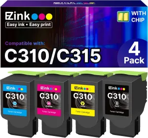 E-Z Ink Compatible Toner Cartridge Replacement for Xerox C310/C315 High-Yield Toner Cartridge for Xerox C310 C310DNI C310DNIM C315 C315DNI Printer, 006R04356 006R04357 006R04358 006R04359, 4 Packs