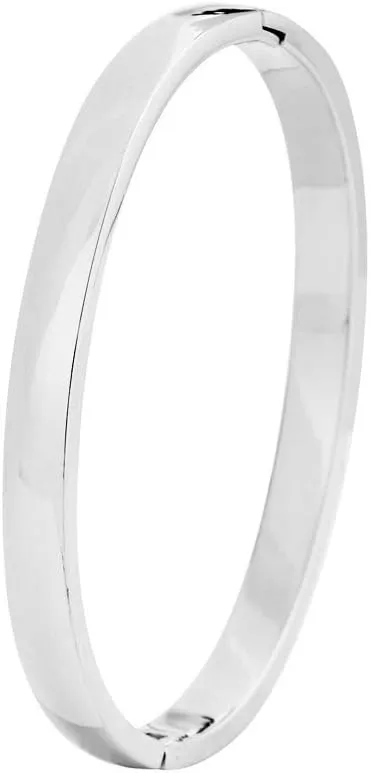Edforce Stainless Steel Women's 18k Gold Plated Stackable Bangle Bracelet Hinged Oval-Shape