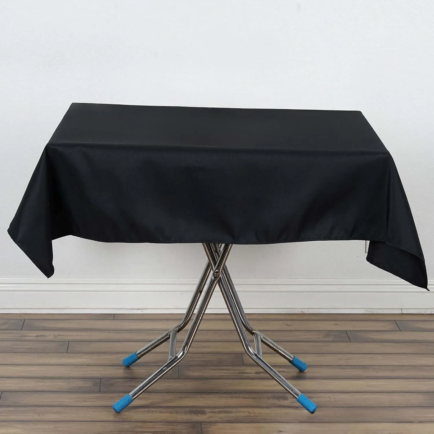 Efavormart Pack of 5 | 54" x 54" 200 GSM Black Wrinkle/Stain Resistant Premium Polyester Square Tablecloths for Wedding Catering Party Decorations