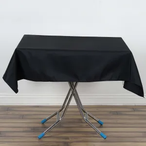 Efavormart Pack of 5 | 54" x 54" 200 GSM Black Wrinkle/Stain Resistant Premium Polyester Square Tablecloths for Wedding Catering Party Decorations