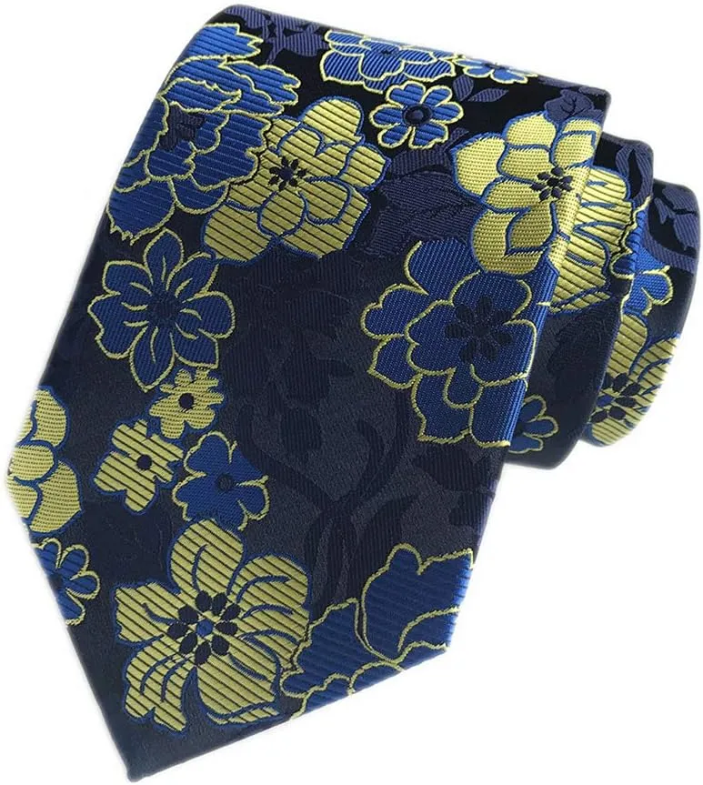 Elfeves Men's Tie Cravat Jacquard Luxury Small Floral Pattern Wedding Necktie