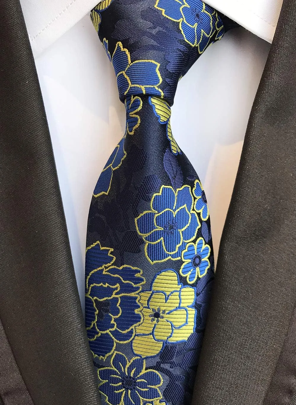 Elfeves Men's Tie Cravat Jacquard Luxury Small Floral Pattern Wedding Necktie