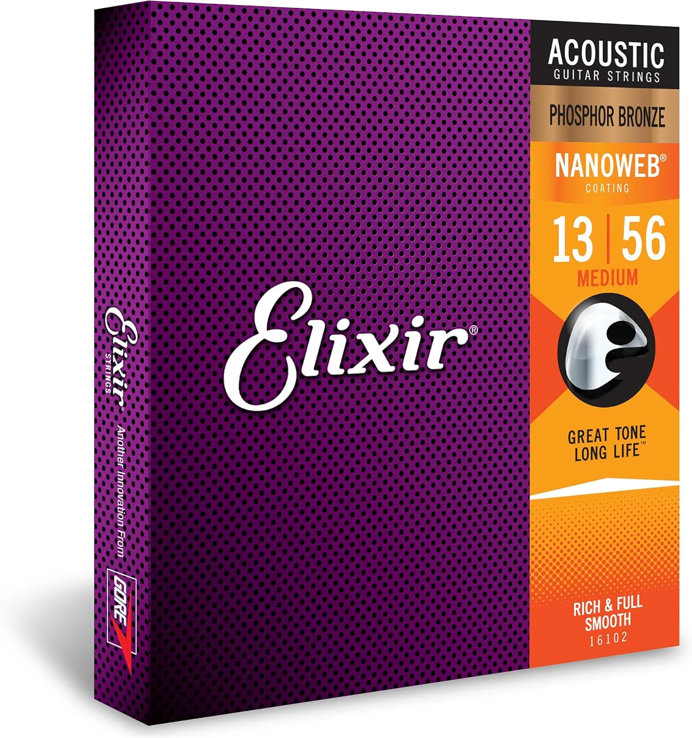 Elixir Strings Phosphor Bronze Acoustic Guitar Strings w NANOWEB Coating, Medium (.013-.056)