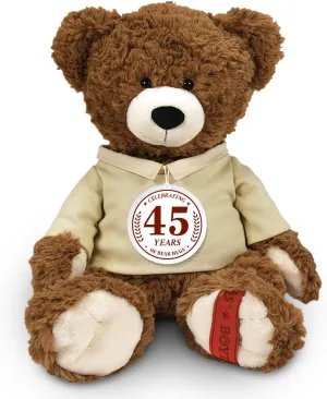Enesco Boyds Bears 45th Anniversary Chubs Beanster Plush Teddy Bear Stuffed Animals, Collectible Premium Soft Teddy Bear Plushies for Ages 1  and Up, Brown Bear, 12 Inch