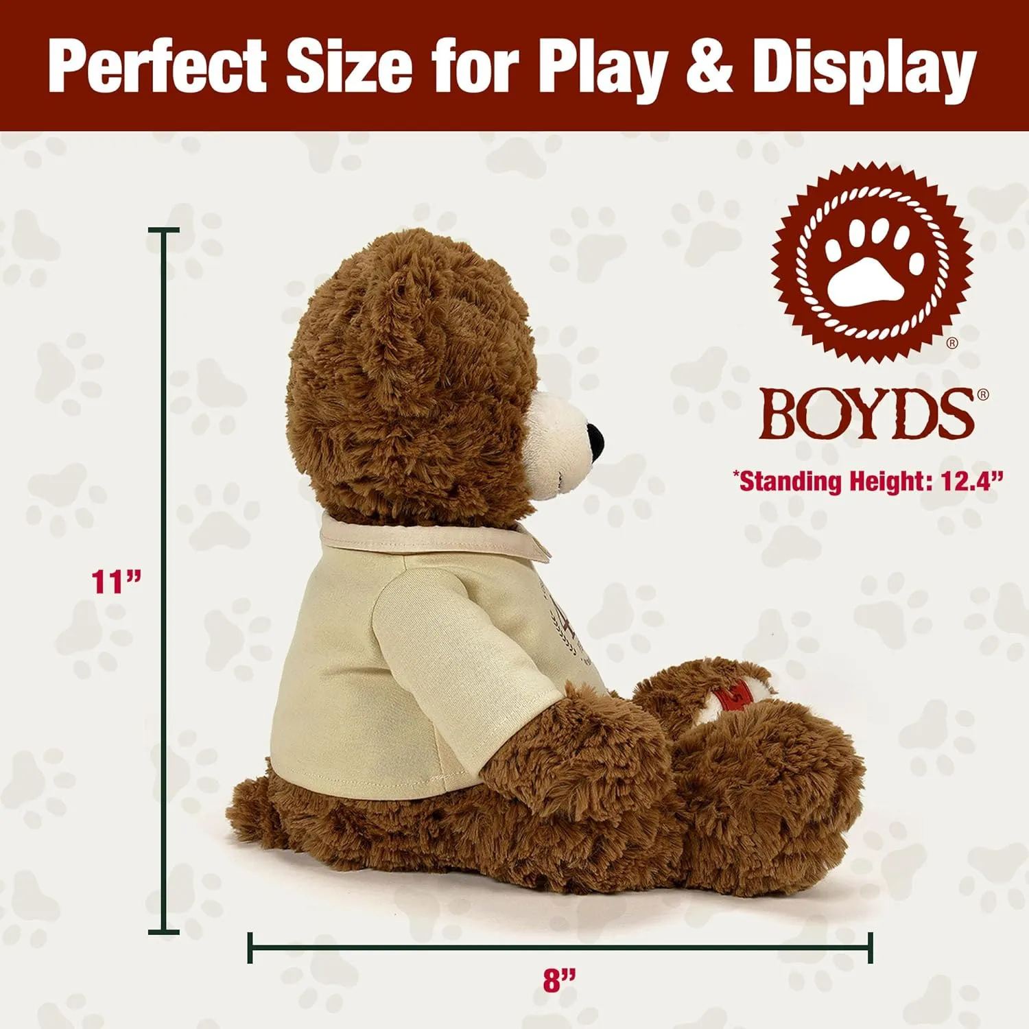 Enesco Boyds Bears 45th Anniversary Chubs Beanster Plush Teddy Bear Stuffed Animals, Collectible Premium Soft Teddy Bear Plushies for Ages 1  and Up, Brown Bear, 12 Inch