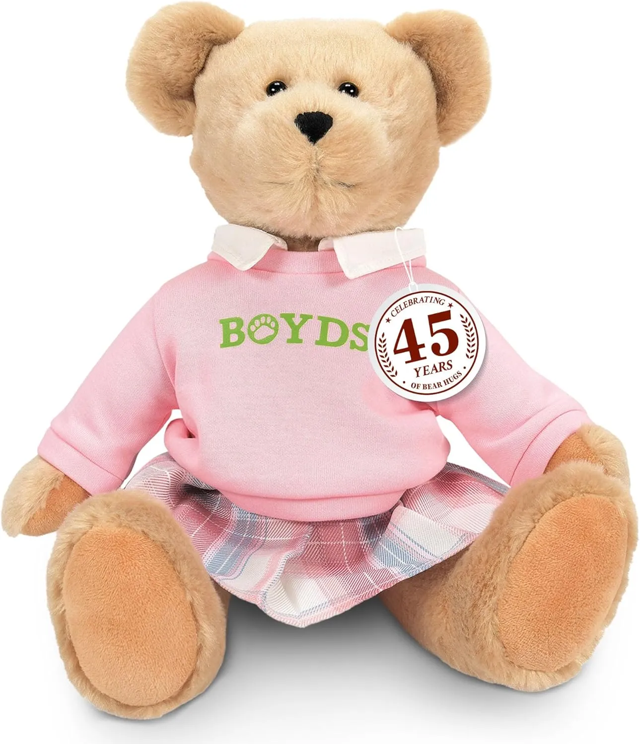 Enesco Boyds Bears 45th Anniversary Emma Boydsley Plush Teddy Bear Stuffed Animals, Collectible Premium Soft Teddy Bear Plushies for Ages 1  and Up, Tan, 13 Inch