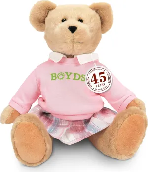Enesco Boyds Bears 45th Anniversary Emma Boydsley Plush Teddy Bear Stuffed Animals, Collectible Premium Soft Teddy Bear Plushies for Ages 1  and Up, Tan, 13 Inch